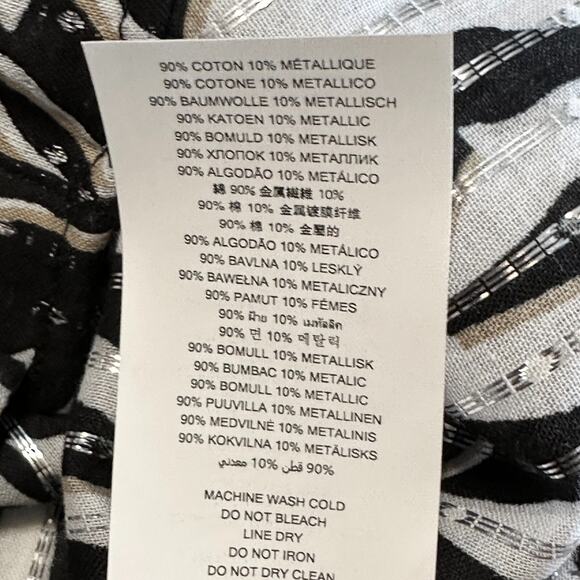 Michael Kors Black Zebra Print Button Up Blouse Large Tunic Top Tie Front V Neck - Picture 10 of 10